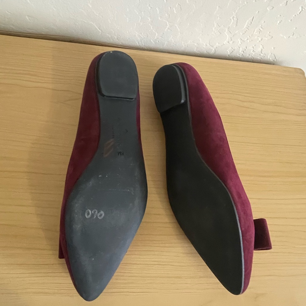 Kate Spade New York Norah Wine Burgundy Leather Pointy Toe Flat Size 8 - Picture 3 of 4